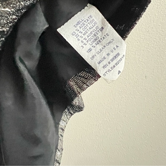 Anthropologie Shoshanna Metallic Strapless Top Black Silver Textured Size 4 - Picture 5 of 6